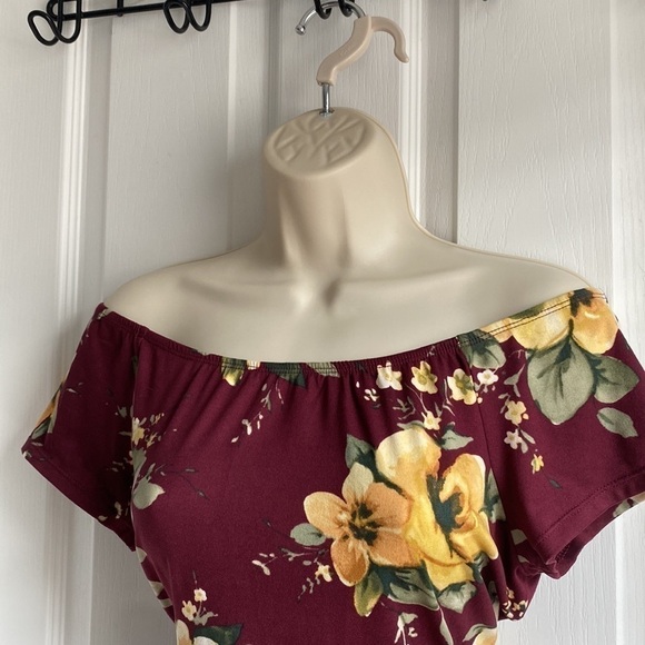 🆕 BeBop Off-Shoulder Romper with Skirt Floral Playsuit Large - Picture 7 of 14